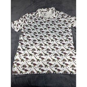 Proud 90 Golf Is Fun Mens XL Geometric Dinosaur Print Performance Polo Shirt